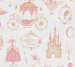 Vliestapete Kinder Prinzessin Märchen Creme Rosa 77130-1