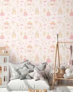 Vliestapete Kinder Prinzessin Märchen Creme Rosa 77130-1