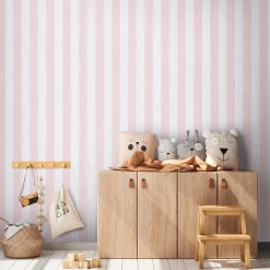 Vliestapete Kinder Streifen Rosa Creme 77078-2