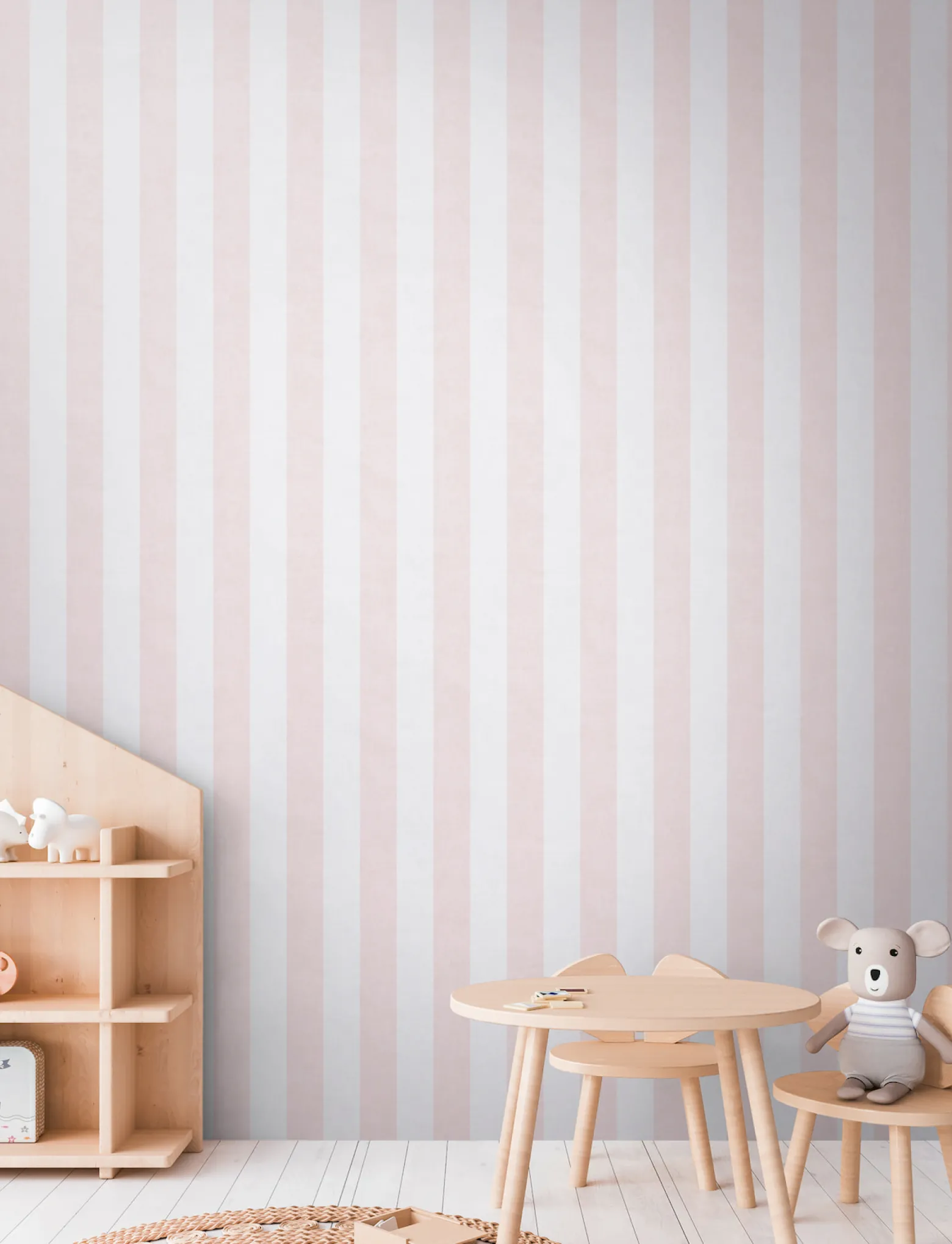 Vliestapete Kinder Streifen Rosa Creme 77078-2