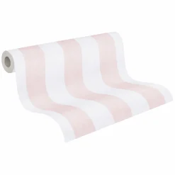 Vliestapete Kinder Streifen Rosa Creme 77078-2