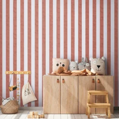 Vliestapete Kinder Streifen Rot Creme 77078-6