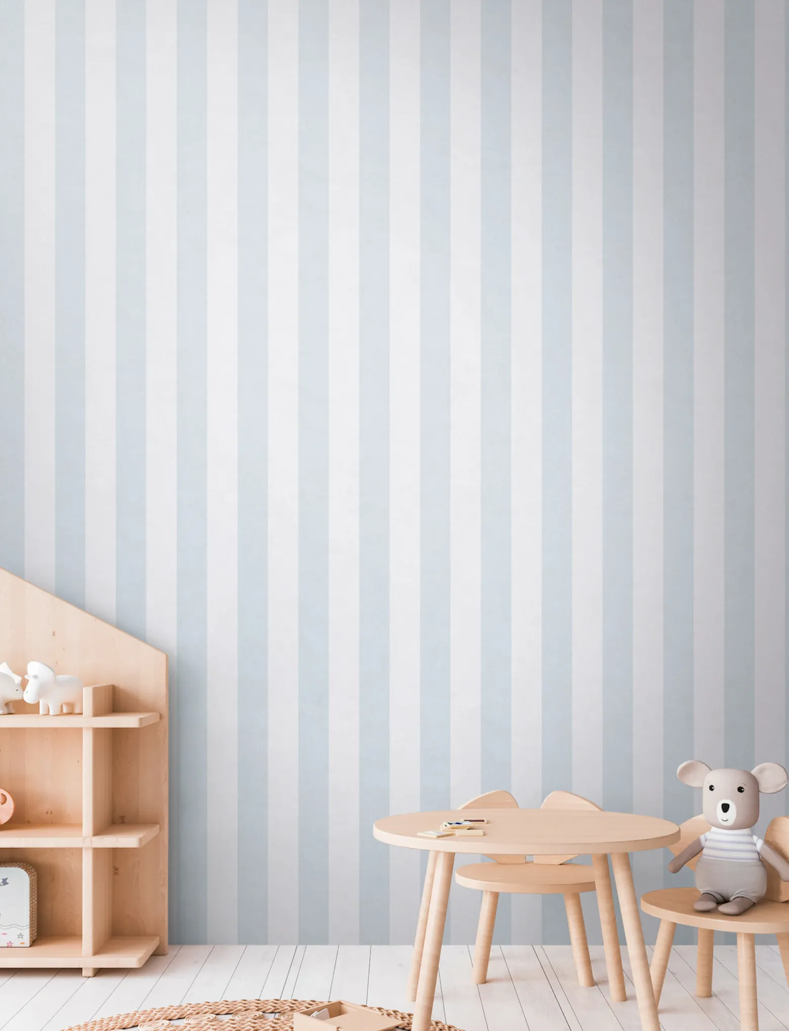 Vliestapete Kinder Streifen Blau Creme 77078-4