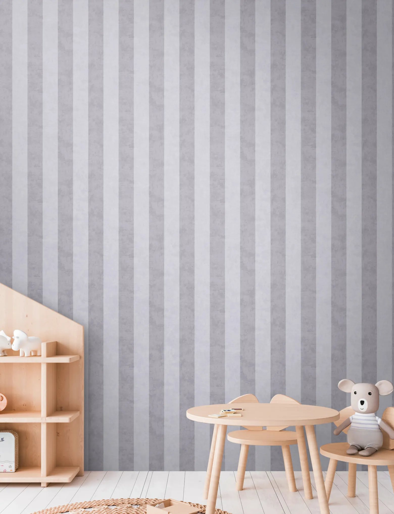 Vliestapete Kinder Streifen Muster Grau 77078-3