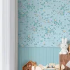 Vliestapete Kinder Teich Holzpaneele Grün Blau 77073-1