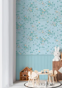 Vliestapete Kinder Teich Holzpaneele Grün Blau 77073-1