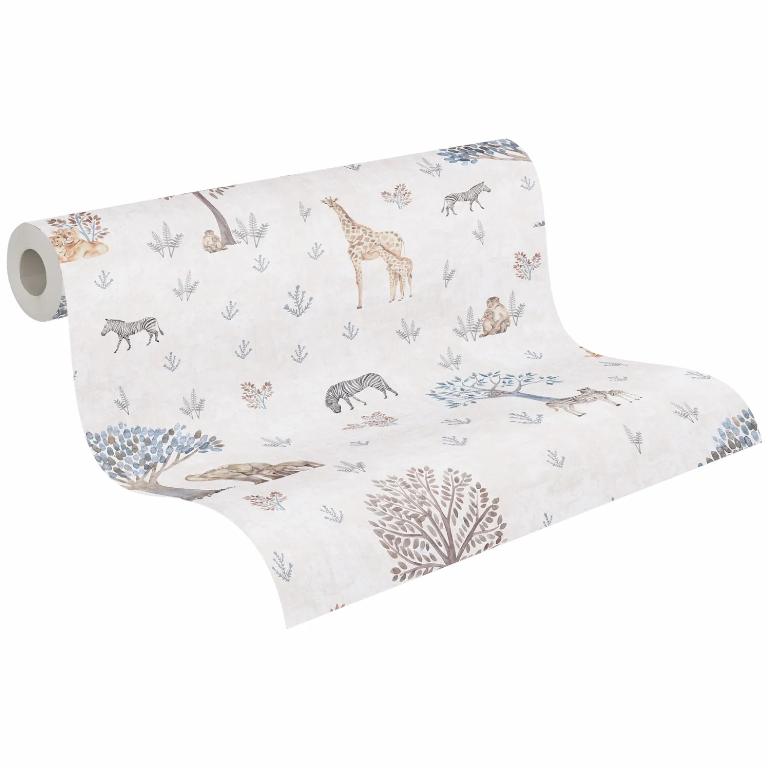 Vliestapete Kinder Tiere Bäume Creme Grau 77176-1