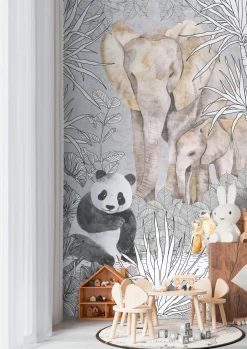 Vliestapete Kinder Tiere Exotisch Grau Beige 77070-1