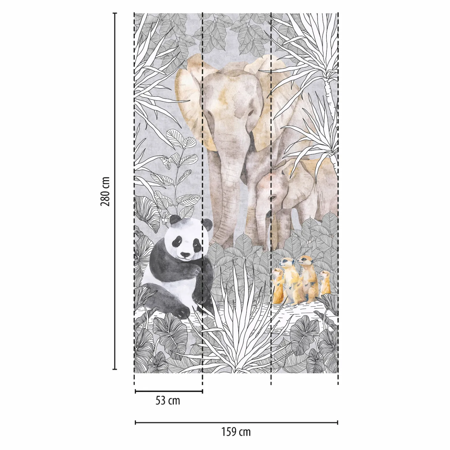 Vliestapete Kinder Tiere Exotisch Grau Beige 77070-1