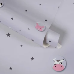 Vliestapete Kinder Tiere Sterne Blasen grau rosa 38143-1