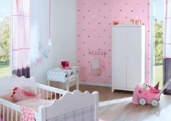 Vliestapete Kinder Tiere Sterne Blasen rosa weiß 38143-2