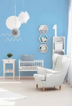 Vliestapete Kinder Uni-Design blau 38327-3