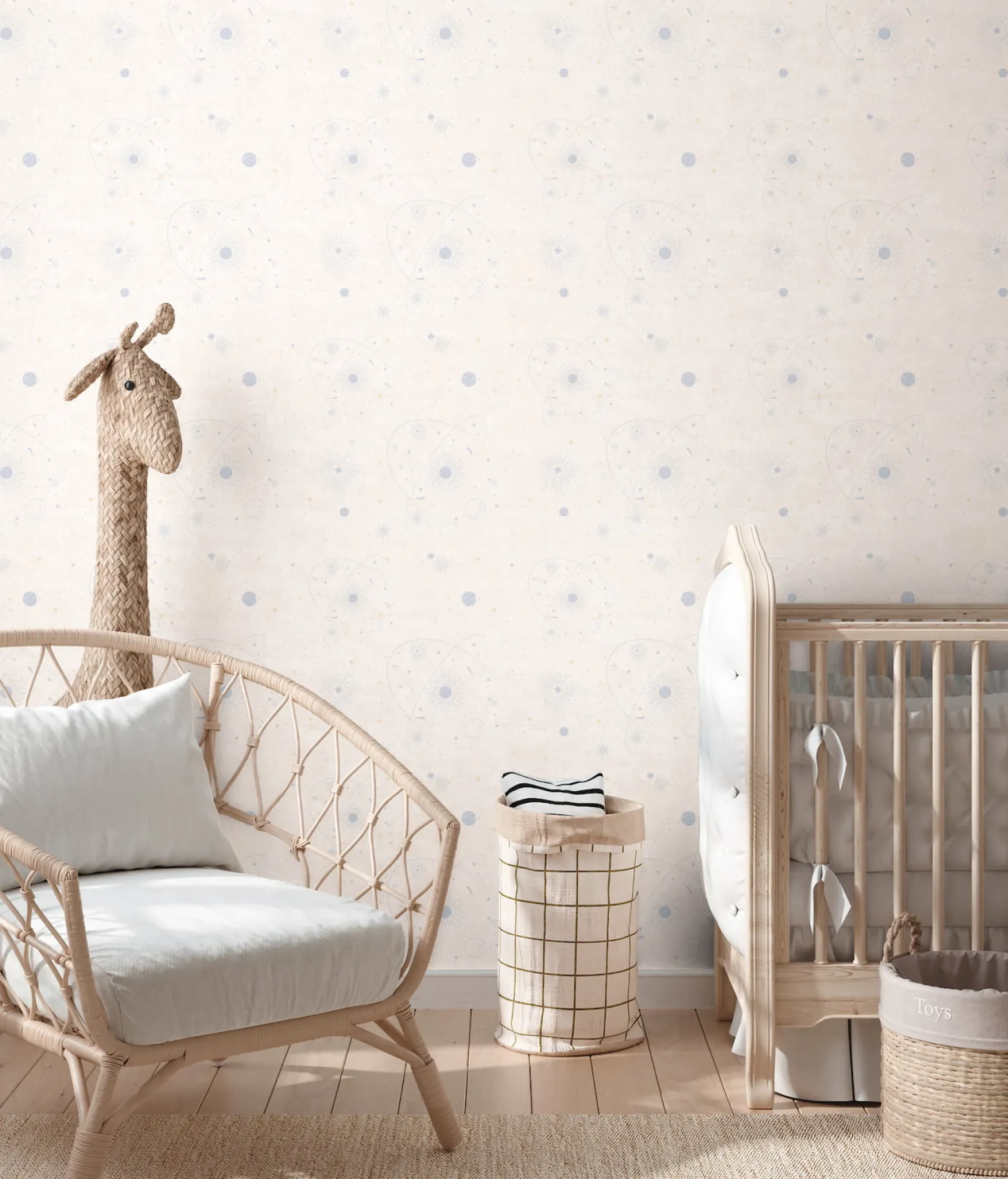 Vliestapete Kinder Weltall Himmel Beige Blau 77131-1