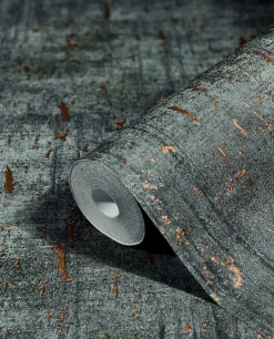 Vliestapete Kork Patina anthrazit kupfer Metallic 85751