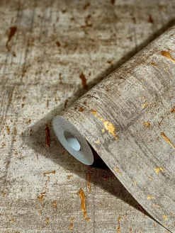 Vliestapete Kork Patina greige gold Metallic 85747