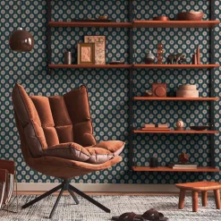 Vliestapete Kreise Retro Grafik Blau Orange 39537-1