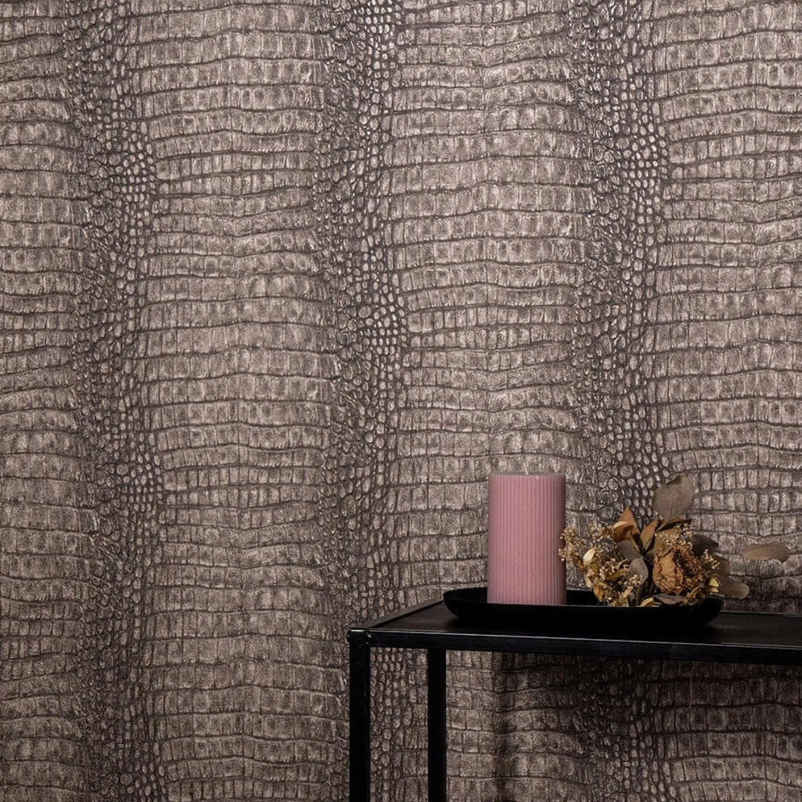 Vliestapete Krokodil Optik Braun Metallic 10560-11