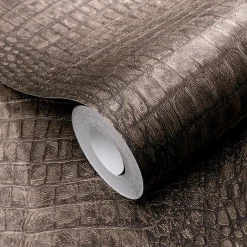 Vliestapete Krokodil Optik Braun Metallic 10560-11