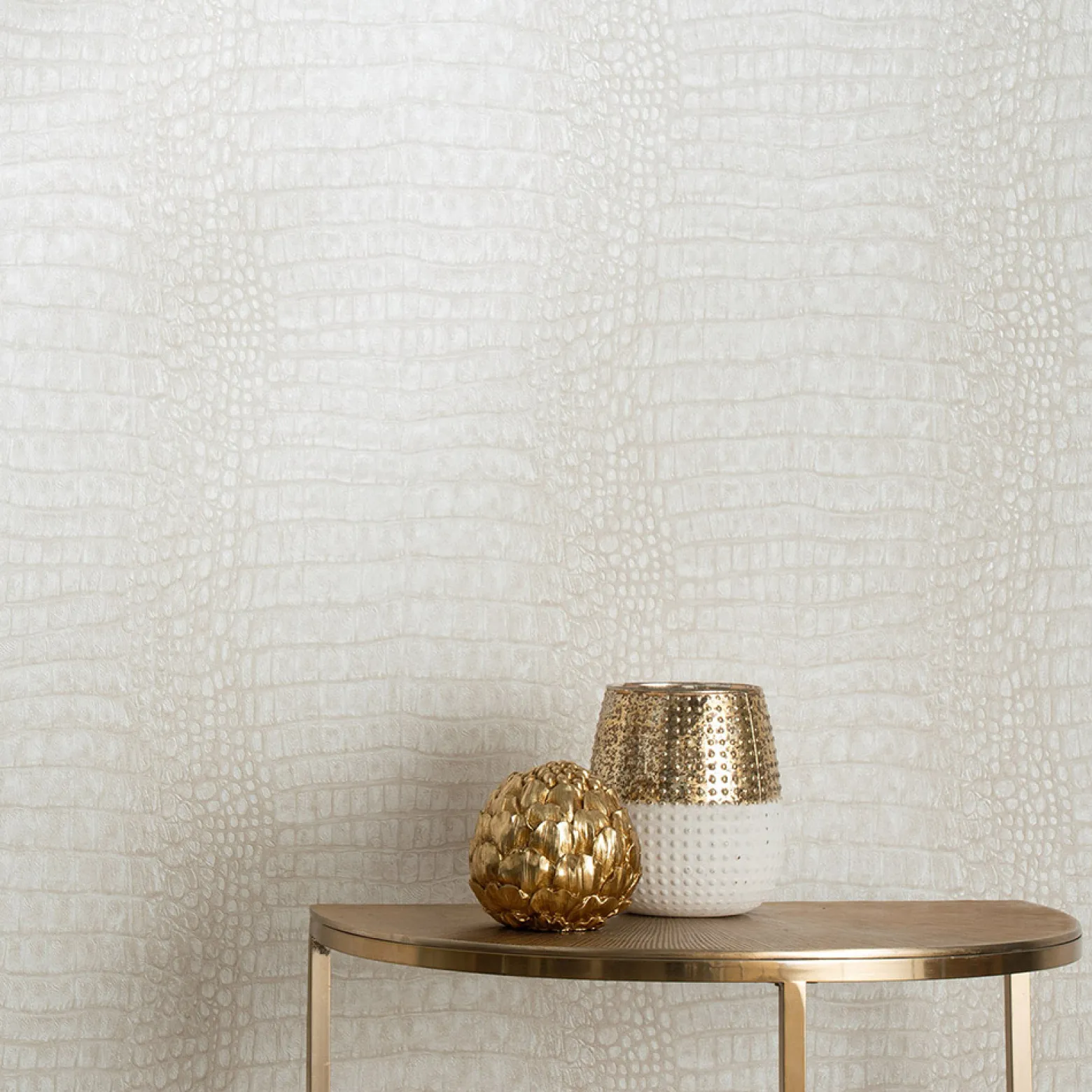 Vliestapete Krokodil Optik Creme Metallic 10560-02