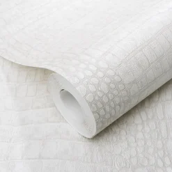 Vliestapete Krokodil Optik Hellgrau Metallic 10560-10
