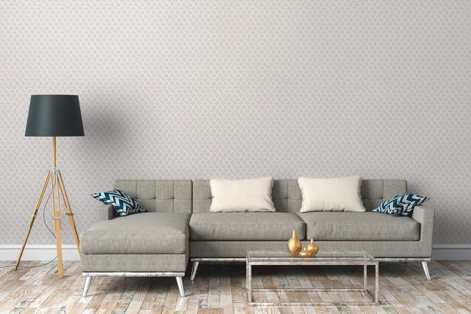 Vliestapete Landhaustil Blumen Weiß Blau Grau 39074-1