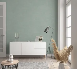 Vliestapete Leinen-Optik grün-grau Metallic 32415