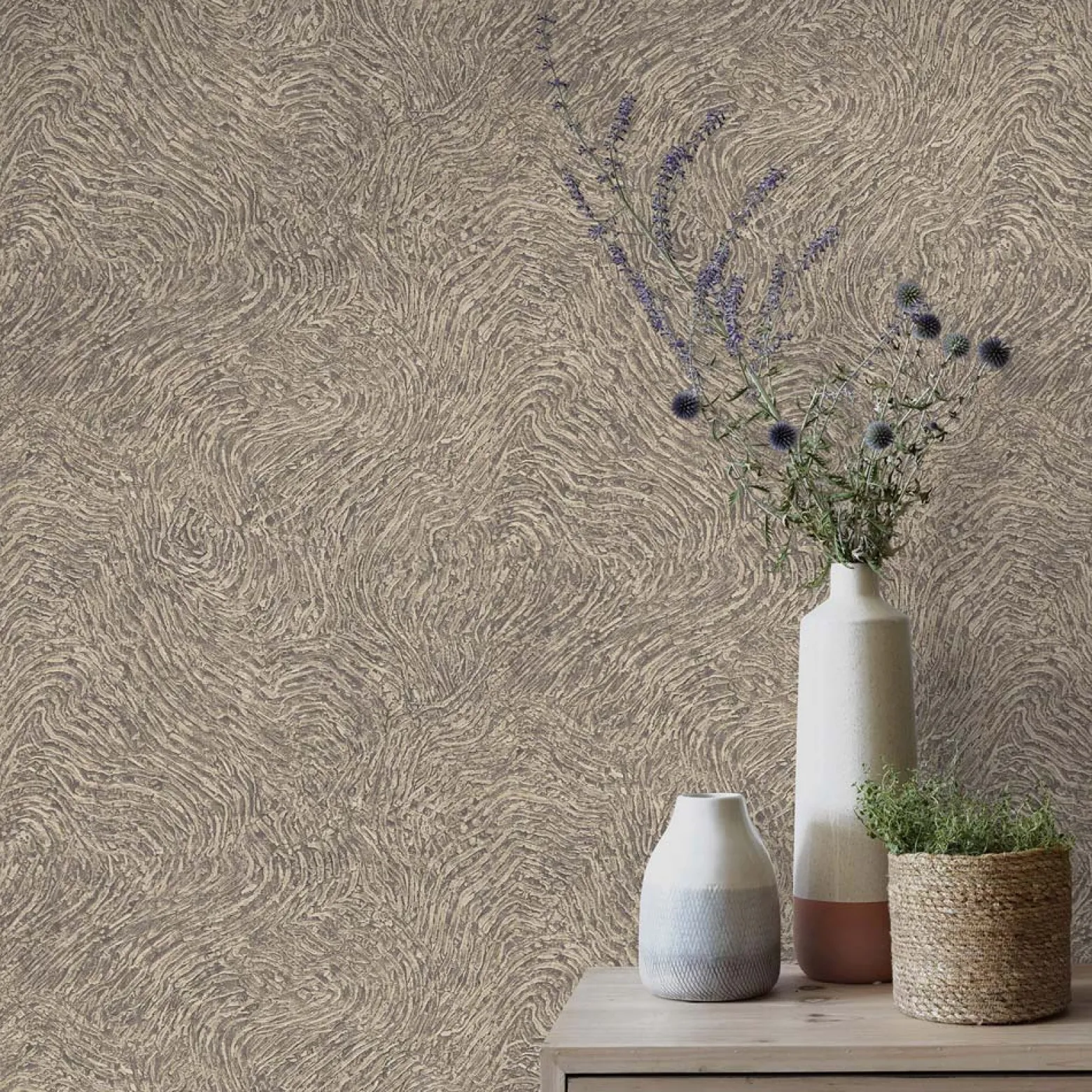 Vliestapete Linien Abstrakt Taupe Gold Metallic 10303-37