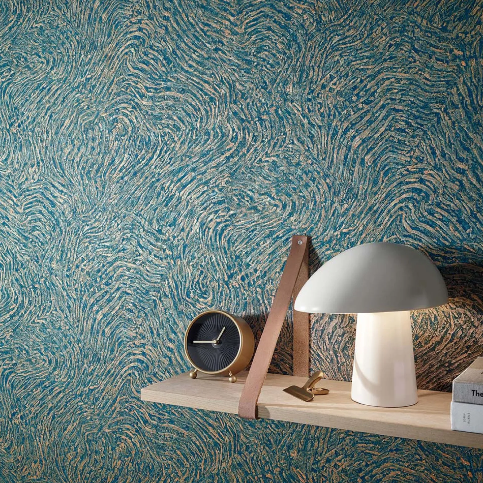 Vliestapete Linien Petrol Kupfer Metallic 10303-19