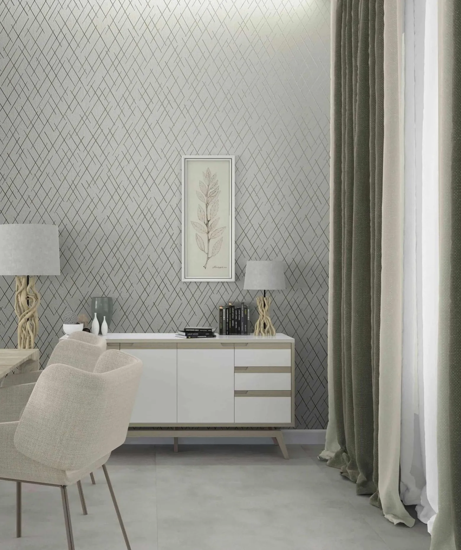 Vliestapete Linien Rauten Beige Gold Metallic 82407