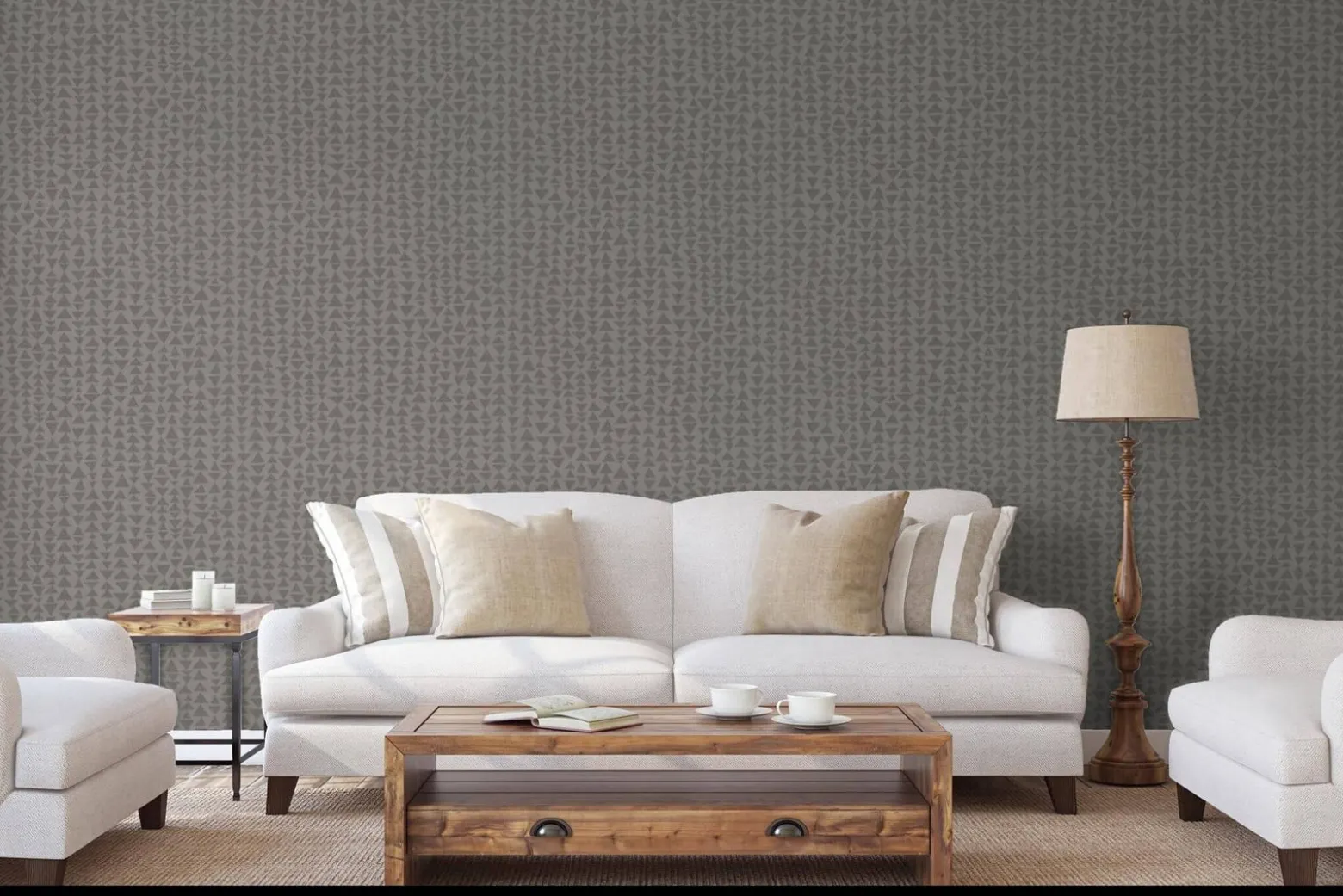 Vliestapete Marburg Dreiecke grau metallic 84852