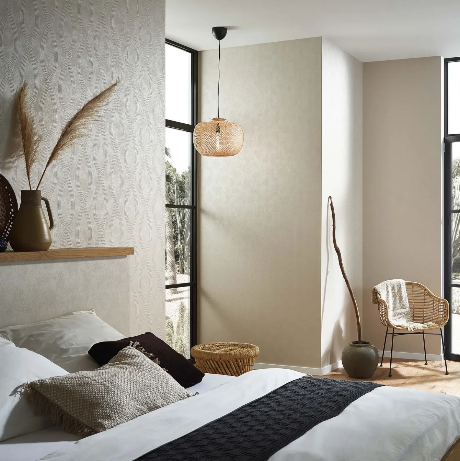 Vliestapete Marburg Ikat Grafik beige metallic 84860