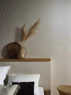Vliestapete Marburg Ikat Grafik beige metallic 84860