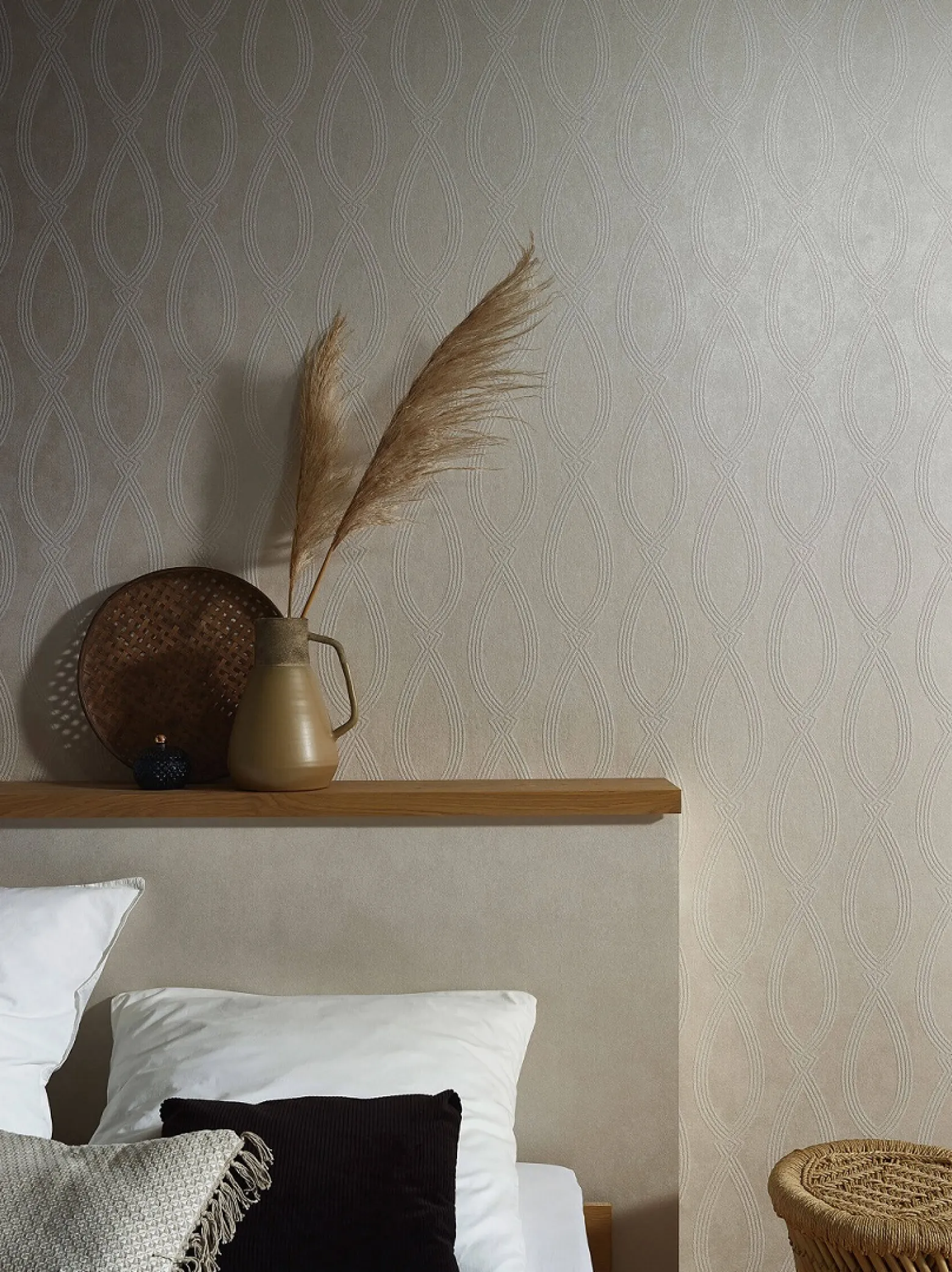 Vliestapete Marburg Ikat Grafik beige metallic 84860