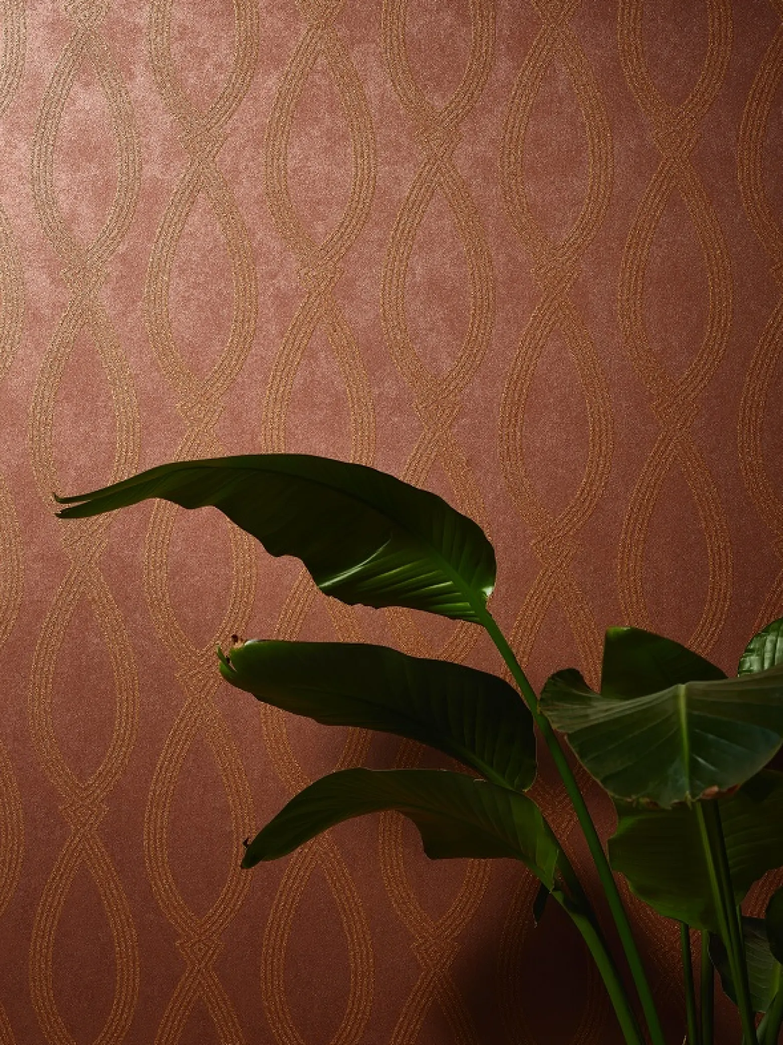 Vliestapete Marburg Ikat Grafik rot-braun metallic 84866