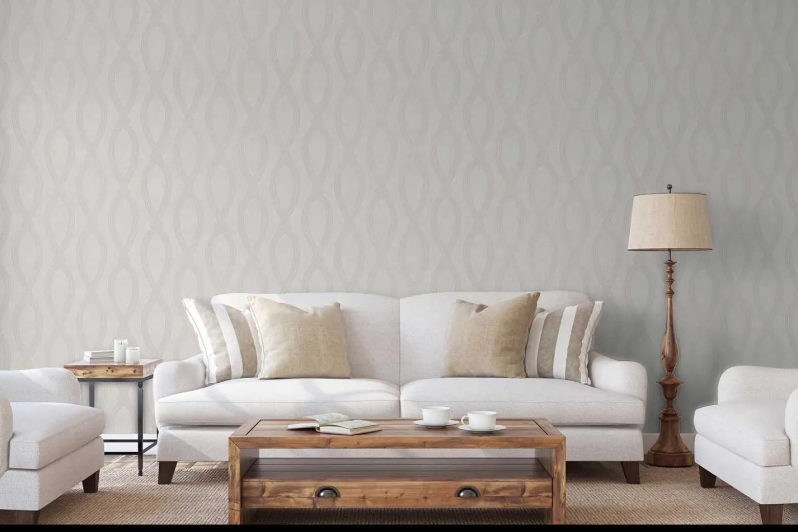 Vliestapete Marburg Ikat Grafik creme metallic 84847