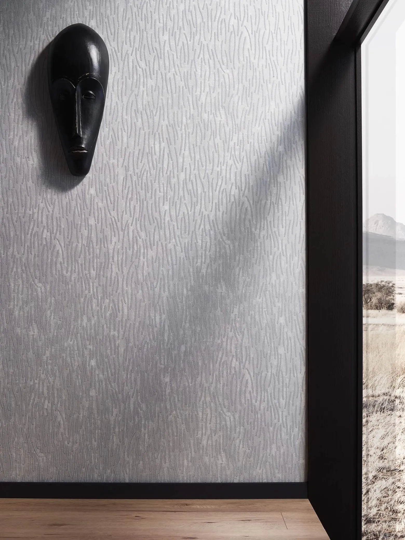 Vliestapete Marburg Striche grau metallic 84877