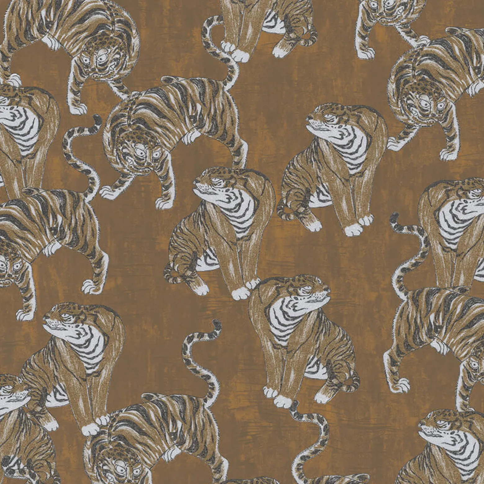 Vliestapete Marburg Tiger braun weiß metallic 84867