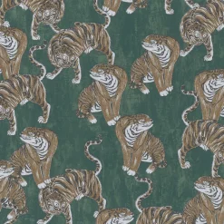 Vliestapete Marburg Tiger grün braun metallic 84872