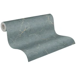 Vliestapete Marmor Muster grau-blau beige Glanz 37855-1