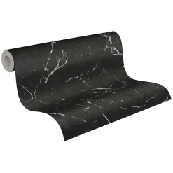 Vliestapete Marmor Muster schwarz silber Glanz 37855-2