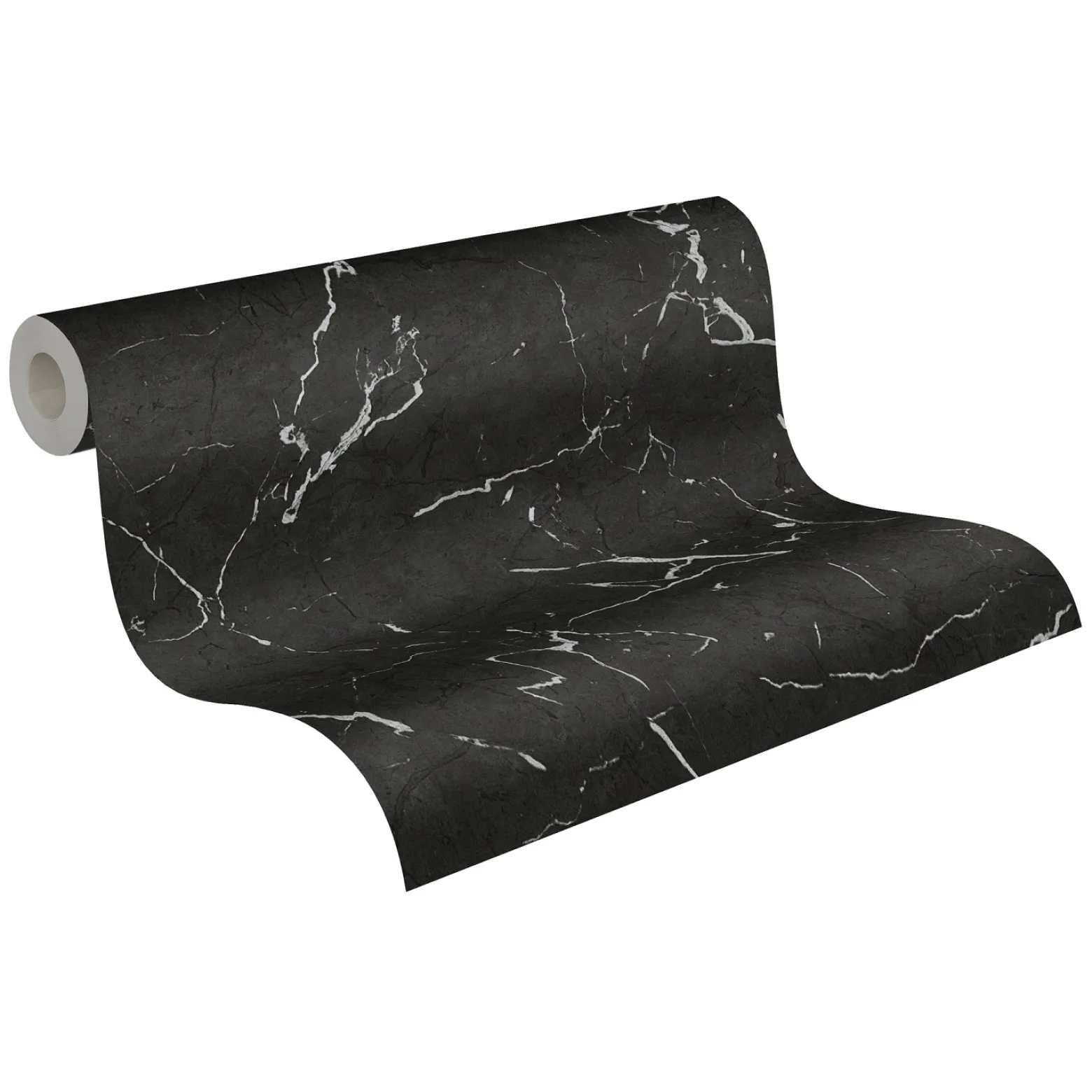 Vliestapete Marmor Muster schwarz silber Glanz 37855-2