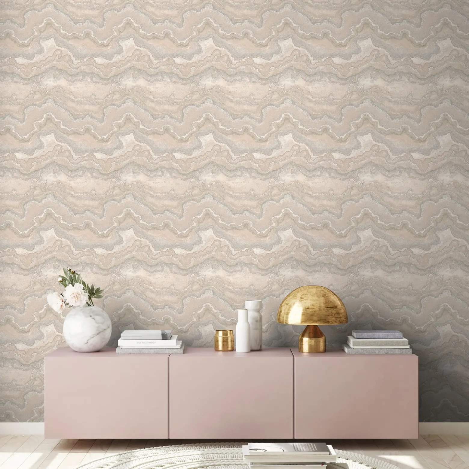 Vliestapete Marmor Optik Beige Silber Metallic 39659-6