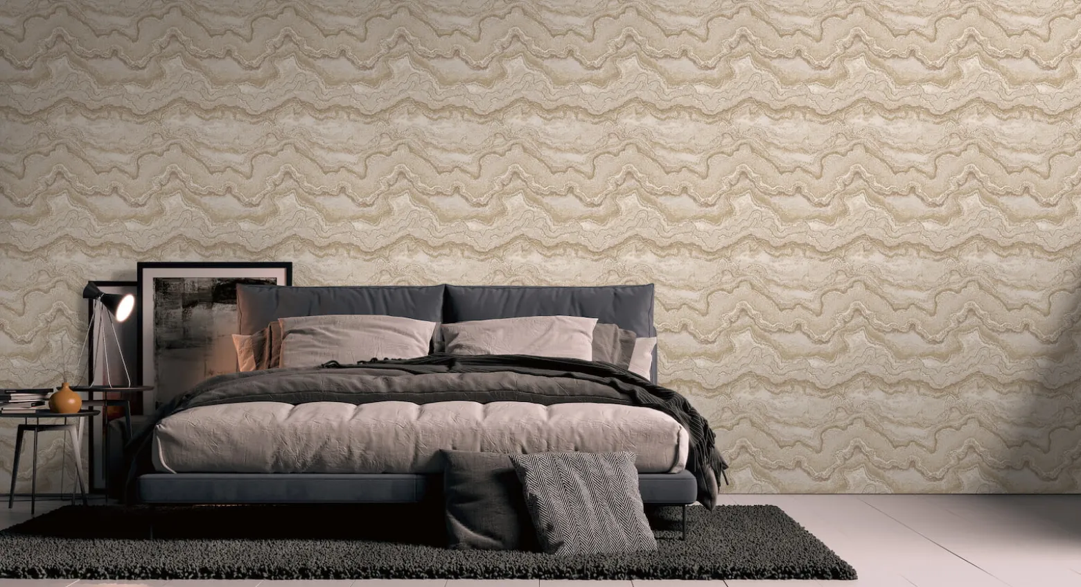 Vliestapete Marmor Optik Grau Gold Metallic 39659-2
