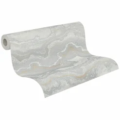 Vliestapete Marmor Optik Grau Silber Metallic 39659-5