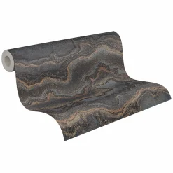 Vliestapete Marmor Optik Schwarz Gold Metallic 39659-4