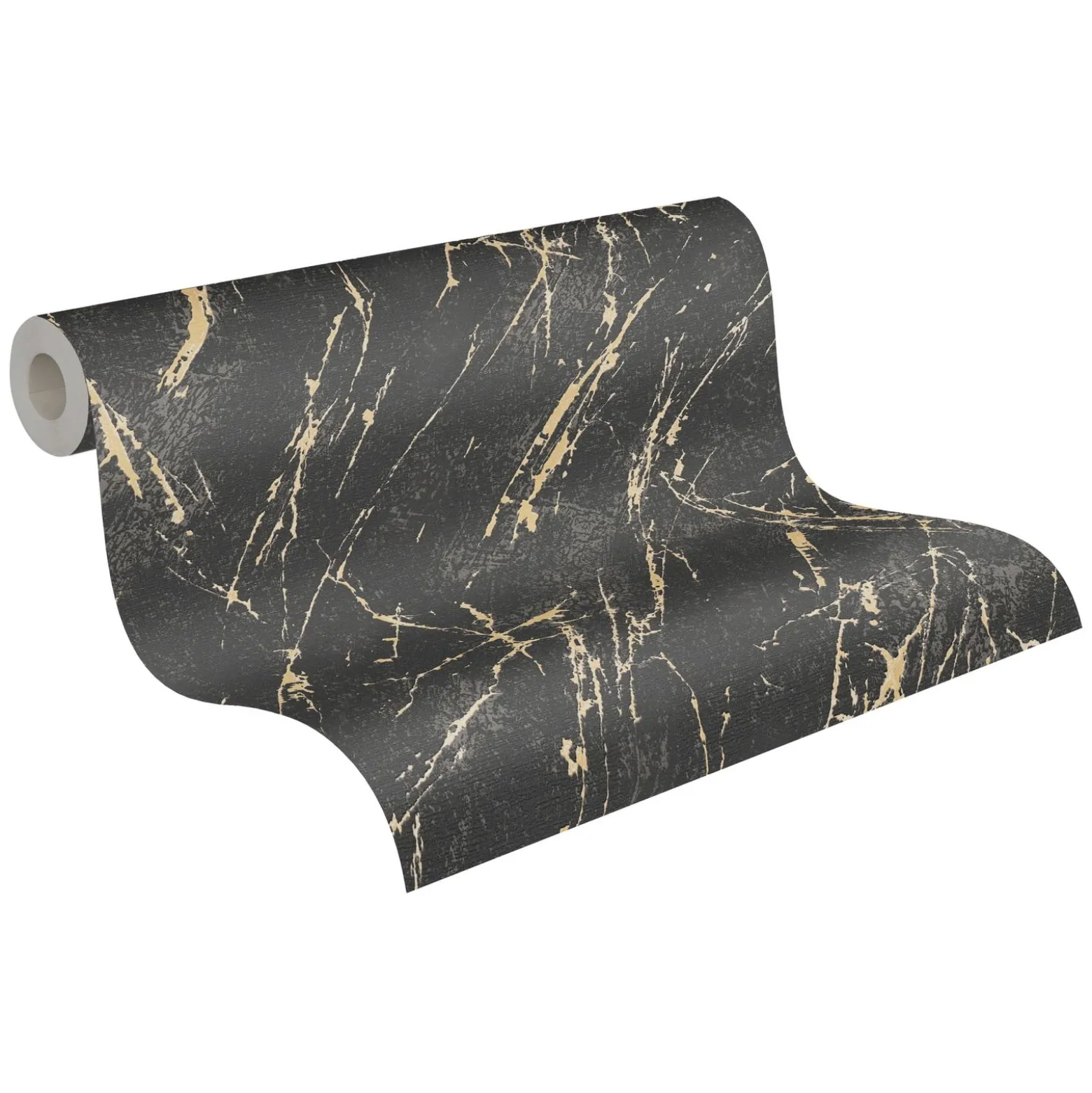 Vliestapete Marmor Optik Schwarz Gold Metallic 39336-2