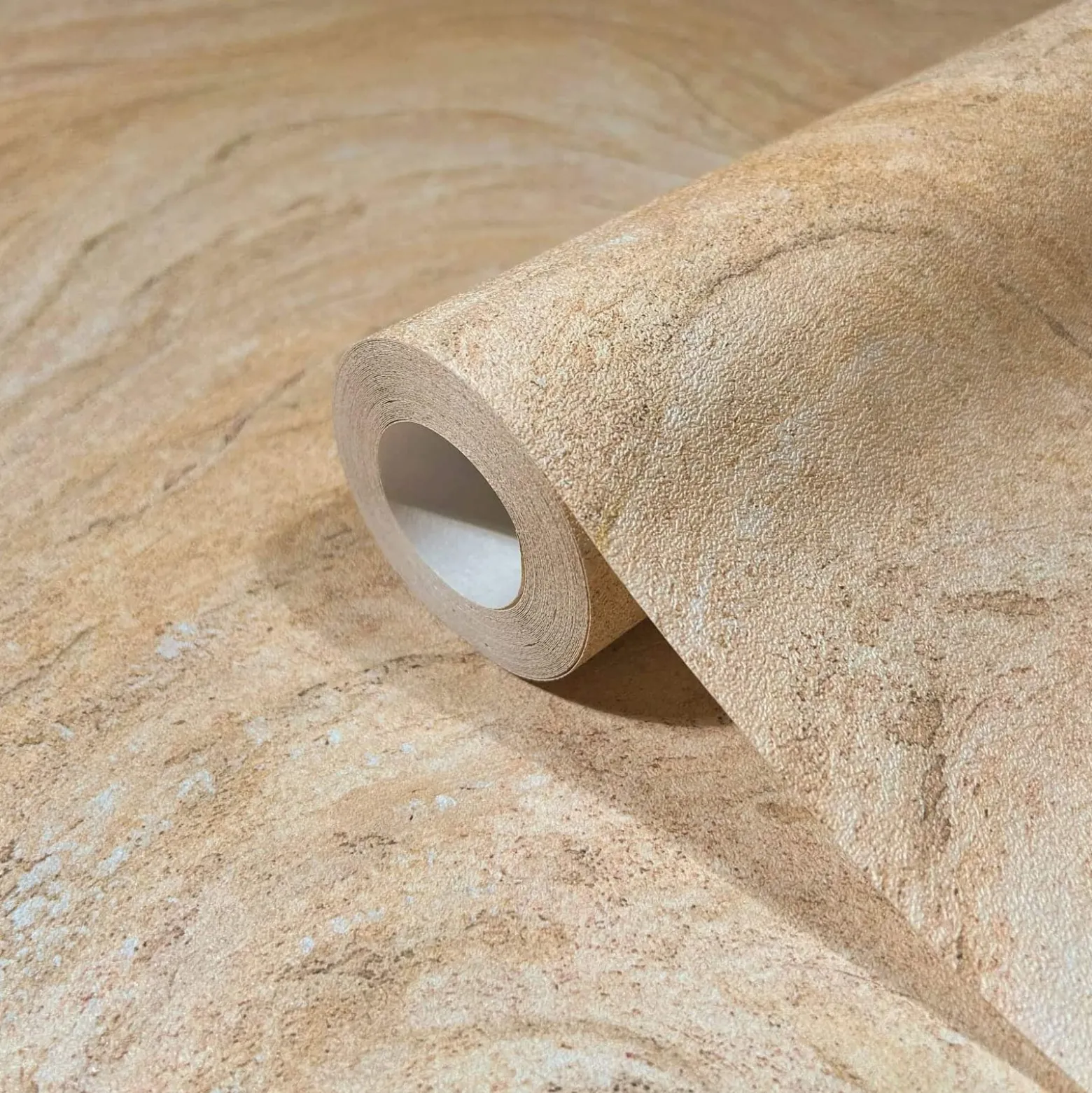 Vliestapete Marmoroptik Wellen Beige Apricot 45755