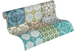 Vliestapete Marokkanische Fliesen grün türkis 36485-1