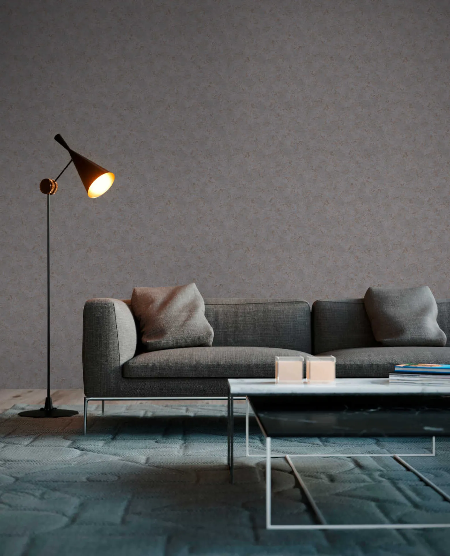 Vliestapete Meliert Metallic grau gold 3777-08