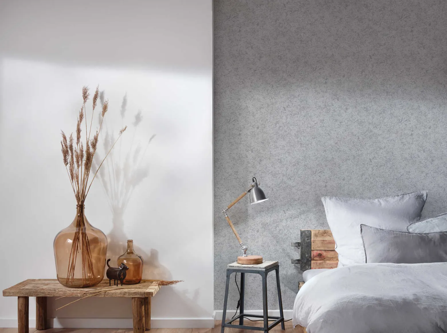 Vliestapete Meliert Metallic grau silber 3777-22